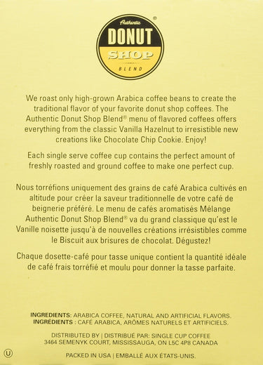 Authentic Donut Shop Blend Chocolate Chip Cookie Single Cup Coffee for Keurig K Cup Brewers, 24Count